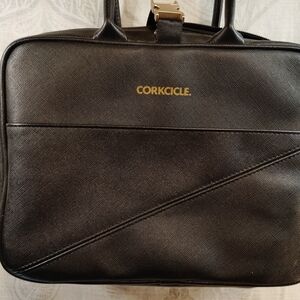 Corkcicle Black Structured Insulated Lunch Tote with Gold Logo